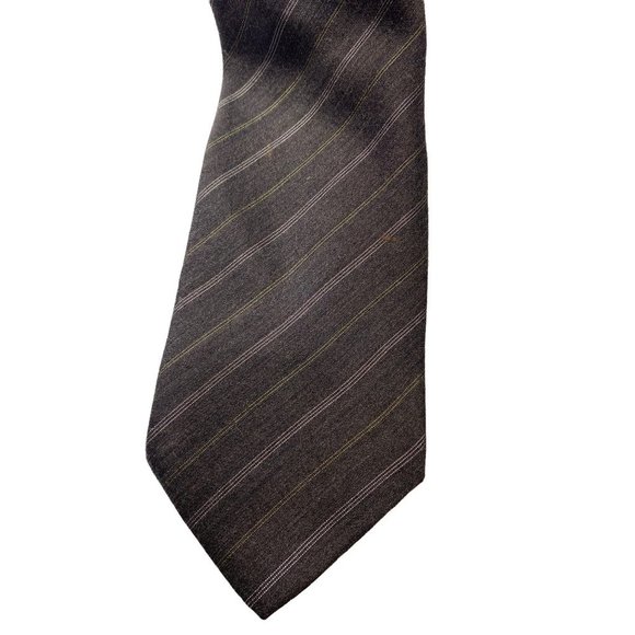 GIORGIO ARMANI Grey Cross striped 35% Silk,56% Lana Wool Tie Men's - Picture 2 of 8